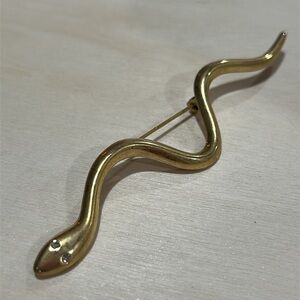 80’s Gold Plated Rhinestone Snake Brooch